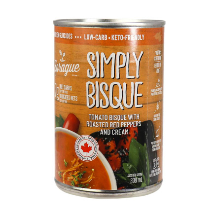 Front of Sprague Simply Bisque Keto-Friendly Soup, 398ml