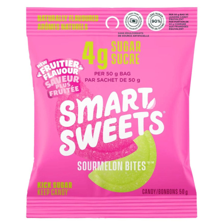 Front of SmartSweets Sourmelon Bites - Low Sugar Watermelon Candy - Keto Candy - High Fibre Candy