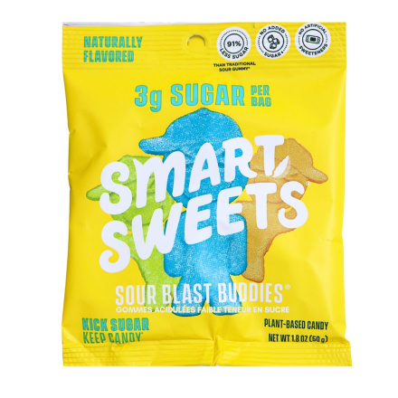 Front of SmartSweets Low Sugar Sour Blast Buddies - Low Sugar Gummies - No Sugar Added Gummies - High Fiber Gummies