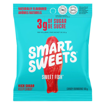 Front of SmartSweets Plant-Based Low Sugar Sweet Fish - Less Sugar Candy - High Fiber Gummy - Naturally Flavoured Gummy