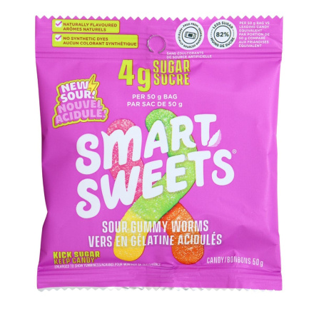 SmartSweets Low Sugar Gummies Sour Gummy Worms Front