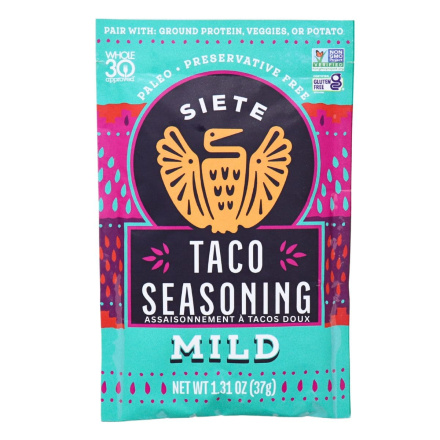 Front of Siete Taco Seasoning Mild - Gluten-free Seasoning - Paleo Seasoning - Vegan Taco Seasoning