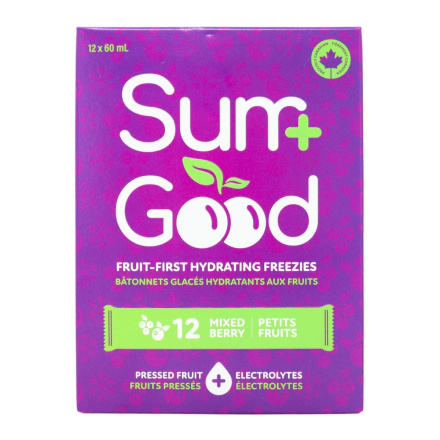 Front of Sum Good Electrolyte Freezies Electrolye Popsicles Mixed Berry