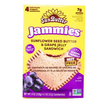 SunButter Nut-Free Jammies Sunflower Seed Butter Jelly Sandwich Grape, 4 Pack