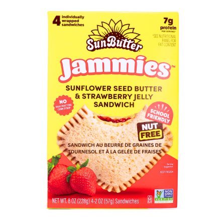 SunButter Nut-Free Jammies Sunflower Seed Butter Jelly Sandwich Strawberry, 4 Pack