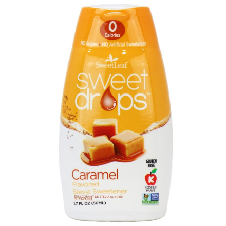 Front of Sweetleaf Sweet Drops Caramel - Stevia Drops - Non GMO Sweeteners On The Go - Low Carb Sweeteners On The Go