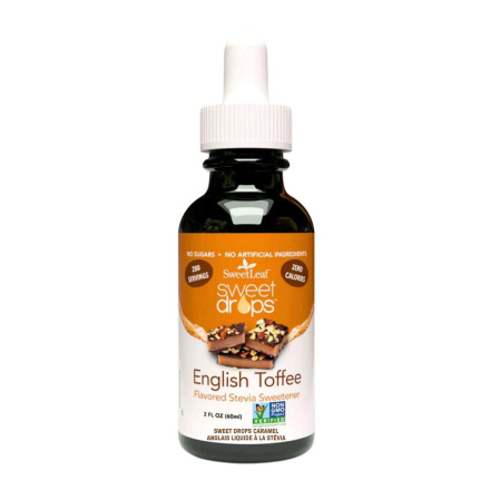 Front of SweetLeaf Sweet Drops Liquid Stevia Sweetener English Toffee - Liquid Stevia - Stevia Drops - Flavoured Stevia Drops