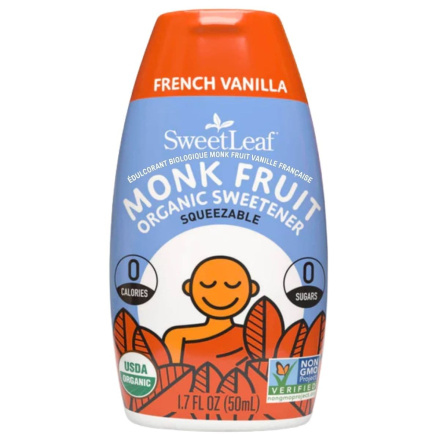 Front of SweetLeaf Monk Fruit Organic Sweetener French Vanilla - No Calories Sweetener - No Sugar Added Sweetener - Monk Fruit Sweetener