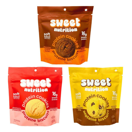 Front of Sweet Nutrition Soft-Baked Protein Cookies Variety Pack -
Healthy Cookies Protein - Protein Powder Cookies - Almond Flour Cookies