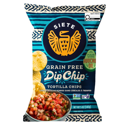 Front of Siete Dippable Round Grain-Free Tortilla Chips - Gluten-free Foods -Paleo Tortilla Chips - Paleo Tortilla Chips - Vegan Tortilla Chips