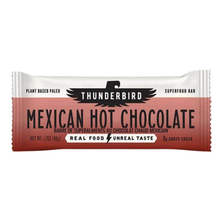 Front of Thunderbird Superfood Bar Real Food Bar Clean Energy Bar Paleo Bar Snack Mexican Hot Chocolate Bar