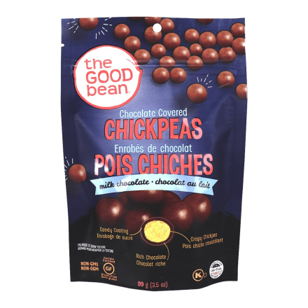 Front of The Good Bean Milk Chocolate Covered Chickpeas