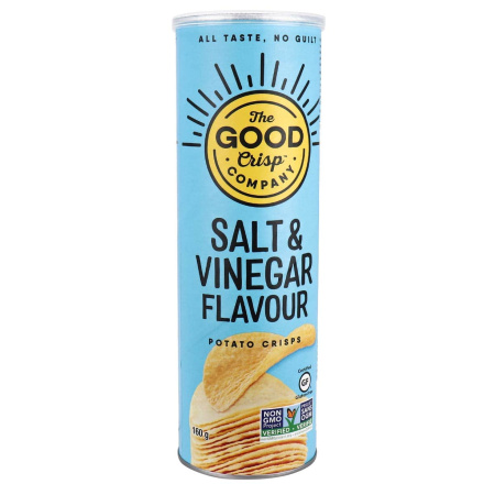 Front of The Good Crisp Company Salt & Vinegar Flavour Potato Crisps, 160g
