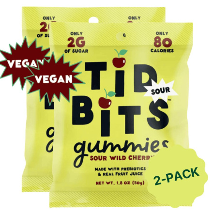 TIDBITS Vegan Gummies Sour Wild Cherry Front
