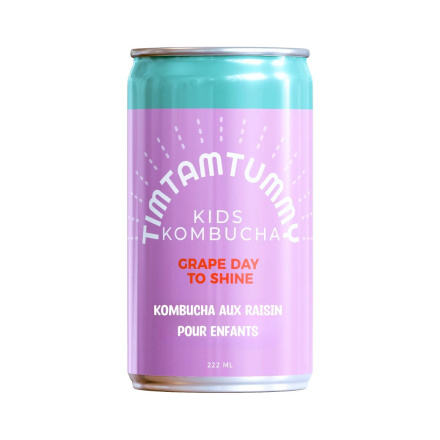 Front of TIM TAM TUMMY Organic Kids Kombucha Probiotic Drink For Kids Low Sugar Juice Grape