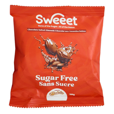 Front of Dakota Foods Sweeet Sugar Free Chocolate Almonds - The Ketonut Salted Almonds - Keto Chocolate Almonds