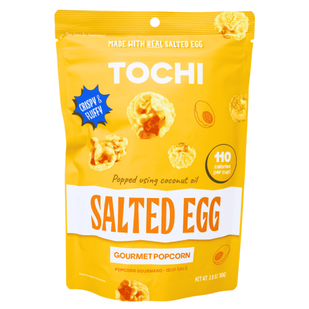Front of Tochi Gourmet Popcorn Salted Egg - Gluten Free Popcorn - Popcorn Flavours - Asian Snacks - Asian Snacks Canada
