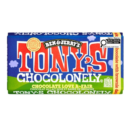 Front of Tony Chocolonely Chocolate Ben And Jerry's Fudge Brownie Chocolate Bar - Fair Trade Chocolate - Best Chocolate Brand