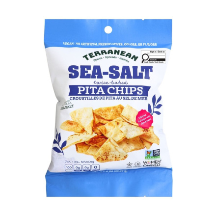 Terranean Twice-Baked Pita Chips Sea Salt Front of bag