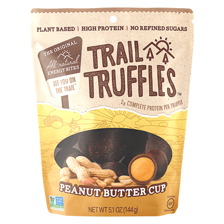 Front of Trail Truffles Plant-Based Truffle Pouch Peanut Butter Cup, 144g