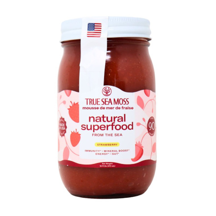 Front of True Sea Moss - Sea Moss Gel - Sea Moss Supplement - Irish Sea Moss - Strawberry Sea Moss