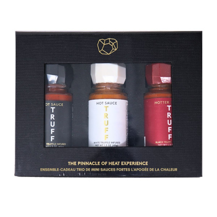 Front of TRUFF The Pinnacle Of Heat Experience Mini Hot Sauce Gift Set Trio - Hot Sauce Gift Box - Gifts For Foodie - Gourmet Food Gifts