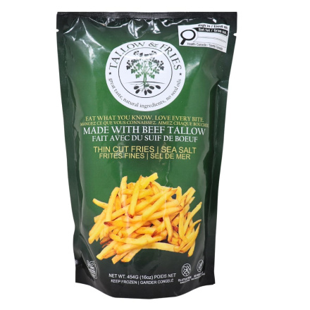 Front of Tallow & Fries Beef Tallow Thin Cut Fries with Sea Salt - natural fries - paleo fries - sea salt fries