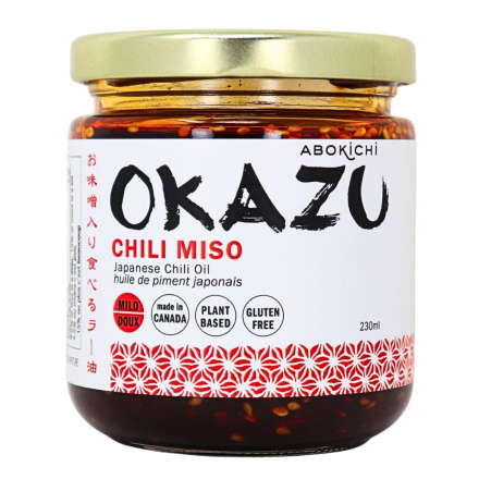 Front of Abokichi Okazu Chili Miso Sesame Oil Condiment - Abokichi Toronto - Abokichi Okazu Chili Miso - What Condiments Are Keto Friendly