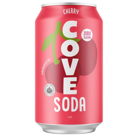 Front of Cove Soda Cove Drinks Gut Healthy Probiotic Soda Cherry - Prebiotic Soda Canada - Cove Soda Canada - Healthy Soda