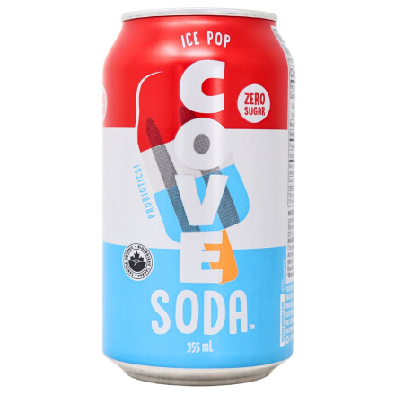Front of Cove Zero Sugar Probiotic Soda Ice Pop - Prebiotic Soda Canada - Cove Soda Canada - Healthy Soda