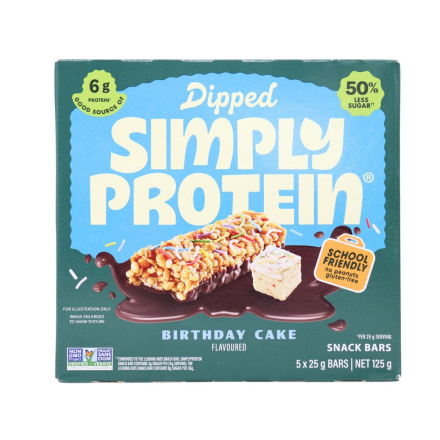 Front of Simply Protein Dipped Bars - Protein Granola Bar - Low Sugar Granola Bar - Birthday Cake Bars