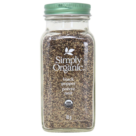 Front of Simply Organic Black Pepper Medium Grind - Organic Black Pepper - Kosher Black Pepper - Organic Seasoning