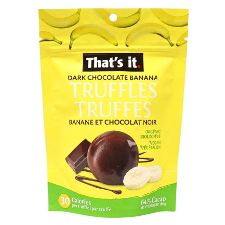 Front of That's It Dark Chocolate Banana Truffles - Chocolate Covered Bananas - Banana And Chocolate - Chocolate Bananas