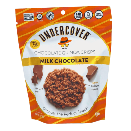 Front of Undercover Chocolate Quinoa Crisps Milk Chocolate