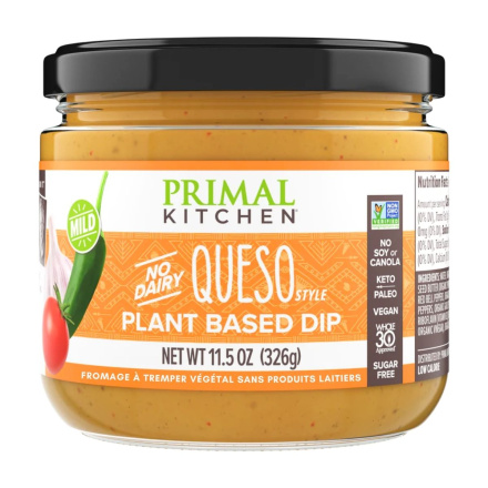 Front of Primal Kitchen Dairy-Free Plant-Based Dip Queso - Vegan Cheese Dip - Vegan Nacho Cheese - Dairy Free Nacho Cheese