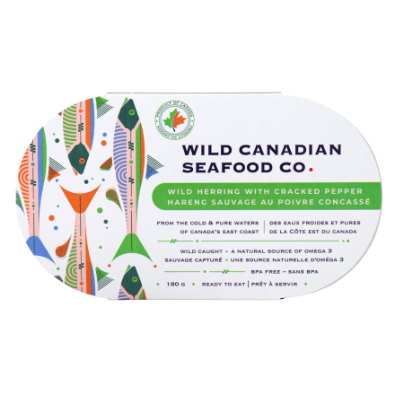 Wild Canadian Seafood Co. Wild Herring with Cracked Pepper Front of tin