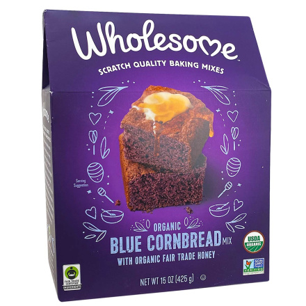 Front of Wholesome Organic Blue Cornbread Mix, 425g