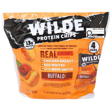 Front of WILDE Protein Chips Snack Packs Buffalo - Keto Chicken Chips - Keto Protein Chips - Gluten Free Protein Chips