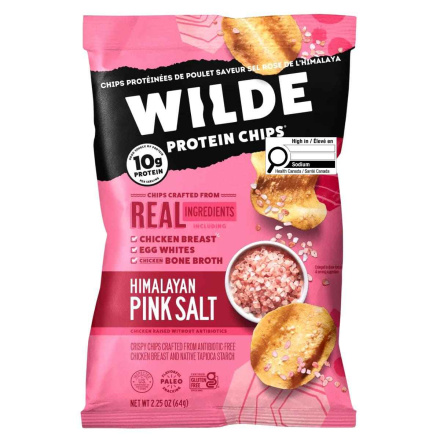 Front of WILDE Protein Chips Himalayan Pink Salt - Healthy Chicken Chips - Keto Chicken Chips - Low Carb Protein Chips