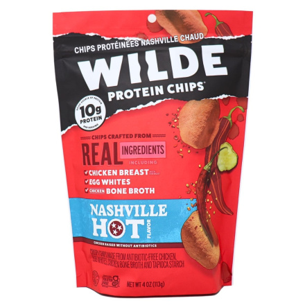Front of WILDE Protein Chips Nashville Hot - Healthy Chicken Chips - Keto Chicken Chips - Low Carb Protein Chips