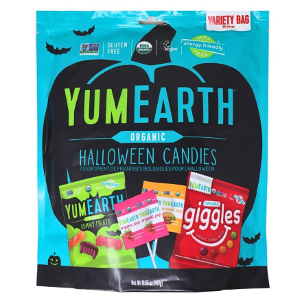 Front of YumEarth Organic Halloween Candies Variety Pack - YumEarth Halloween - Gluten Free Halloween Candy - Allergen Free Candy