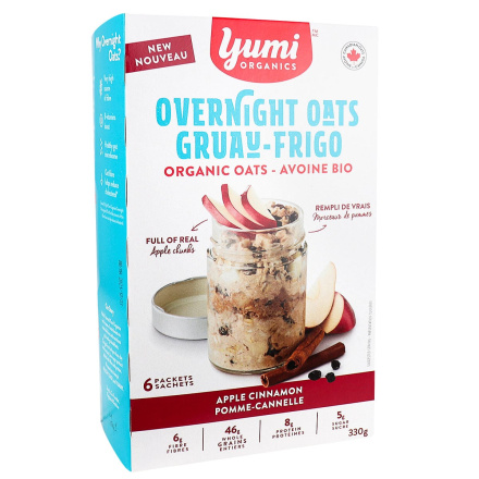 Front of Yumi Organics Organic Overnight Oats Apple Cinnamon, 330g