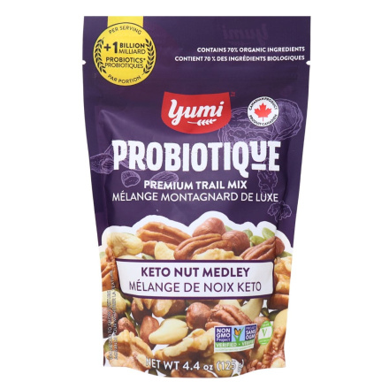 Front of Yumi Probiotique Trail Mix Keto Nut Medley - Probiotic Granola - Gut Healthy Granola - Healthiest Trail Mix