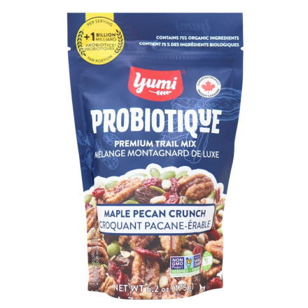 Front of Yumi Probiotique Trail Mix Maple Pecan Crunch - Probiotic Granola - Gut Healthy Granola - Healthiest Trail Mix