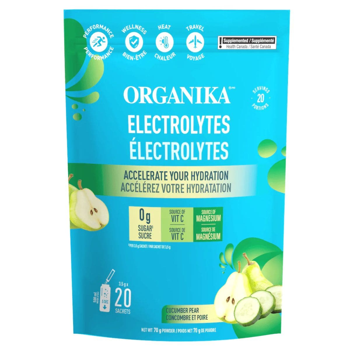Organika SugarFree Electrolytes Powder Cucumber Pear at NaturaMarket