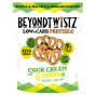 Front of Beyond Twistz High Protein Low Carb Pretzels Sour Cream And Onion - Healthy Protein Snack - Low Carb Chips - Low Carb Crackers Canada