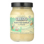 Front of CREDO Foods Vegan Alfredo Sauce - Cashew Alfredo Sauce - Oat Milk Alfredo Sauce - Roasted Garlic Alfredo Sauce