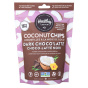 Front of Healthy Crunch Keto Coconut Chips Dark Choco’latte - Gluten Free Coconut - Keto Coconut Chips - Dark Chocolate Coconut