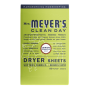 Front of Mrs. Meyer's Dryer Sheets Lemon Verbena, 80 Sheets