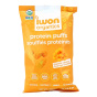 Front of IWON Organics Protein Puffs Cheddar Cheese, 141g